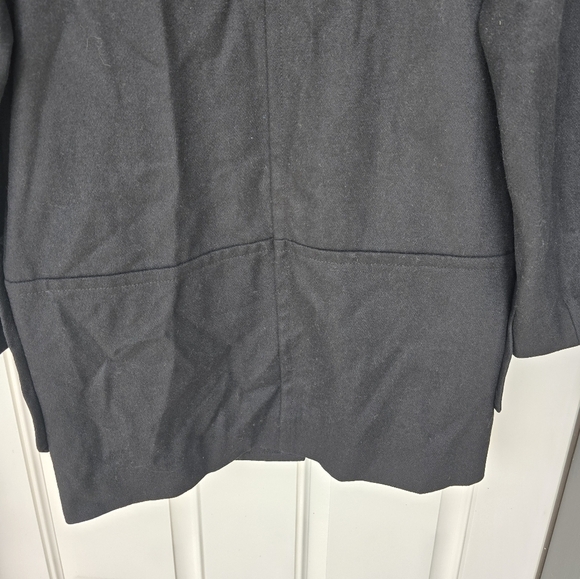 $157 Guess Wool Blend Long Jacket Women Medium Snap Buttons Black Pocket New - Picture 14 of 14